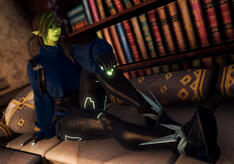 softsuit lounging on couch